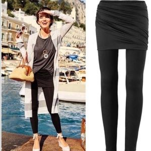 CAbi Black Leggings with Skirt Overlay